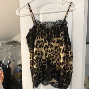 Cheetah print silk tank top